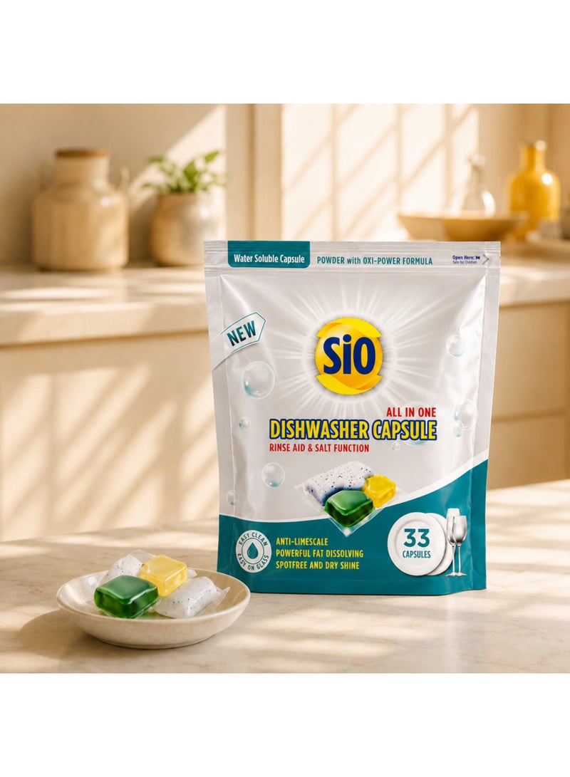SIO Dishwasher Machine Capsules – Powerful Cleaning & Shine 33 pcs - Image 4
