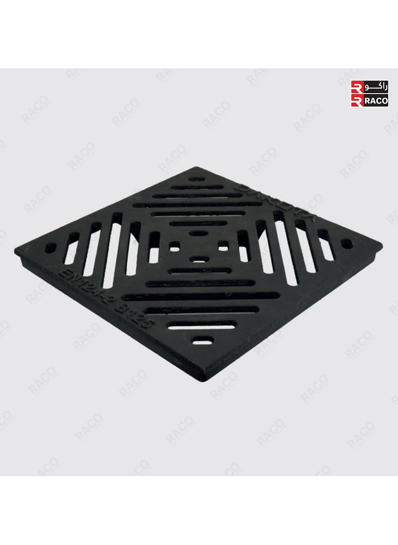 RACO - RACO Square Drainage Gully Trap for Floor Grating, Channel Junction Box Debris Trap, Manhole Gully Trap with Filter for Drainage System, PP Trap with Cast Iron Grating, 300X300MM Black - Image 1