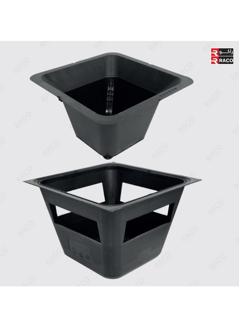 RACO - RACO Square Drainage Gully Trap for Floor Grating, Channel Junction Box Debris Trap, Manhole Gully Trap with Filter for Drainage System, PP Trap with Cast Iron Grating, 300X300MM Black - Image 1