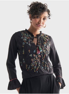 FAV Embroidered Flared Sleeves Top  - Image 1