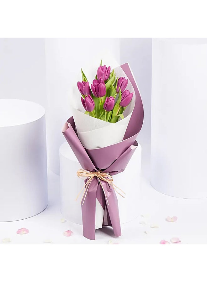 Ferns N Petals 7 Purple Tulips Bouquet - Image 1