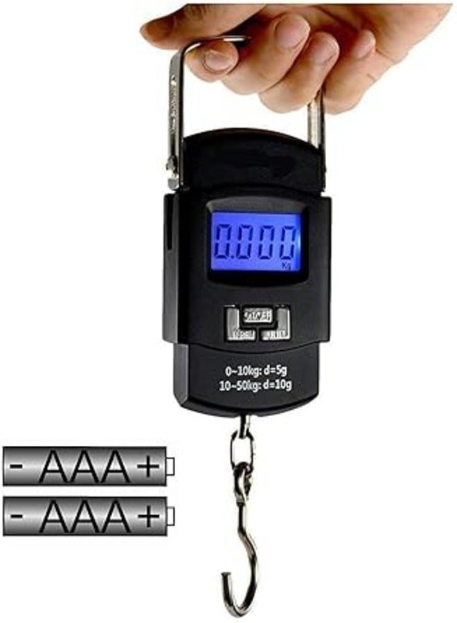 WeiHeng Portable Digital 50 Kg Weighing Hanging Scale with Big Hook (Black)/kata 50 kg - Image 5