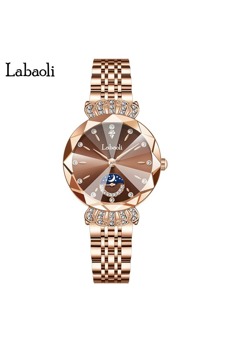 Women's classic style wristwatch, women's stainless steel round dial mechanical watch, fashionable women's watch