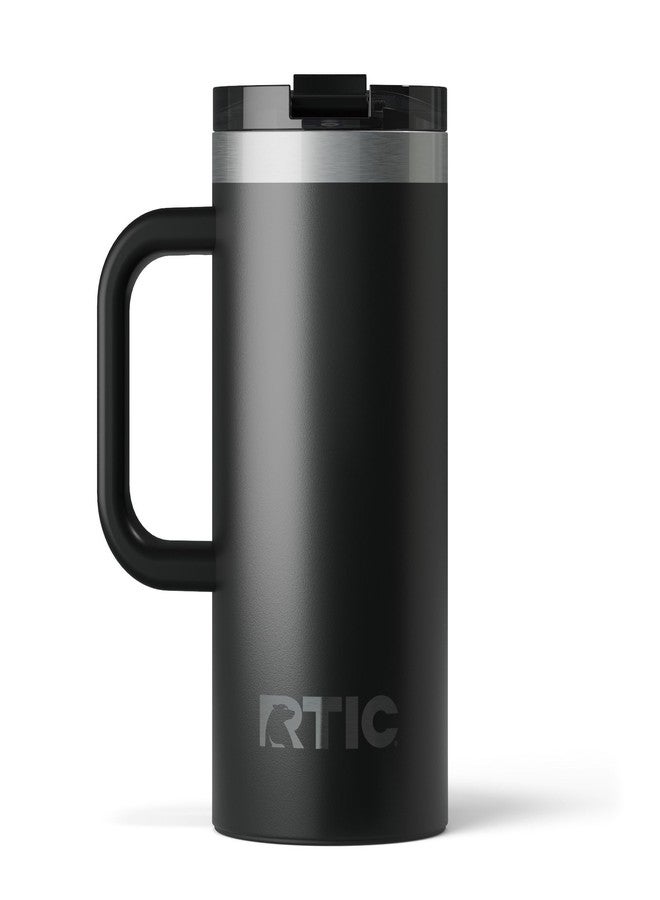 RTIC كوب سفر RTIC سعة 16 أونصة مع غطاء ومقبض، مبطن بالسيراميك، معزول، مصنوع من الفولاذ المقاوم للصدأ، معدن، جدار مزدوج معزول بالتفريغ، كوب قهوة محمول، كوب شاي للمشروبات الساخنة والباردة، أسود - Image 1