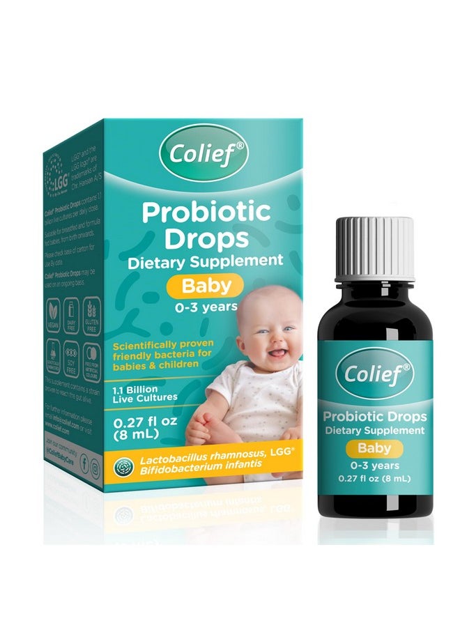 Colief  قطرات بروبيوتيك كوليف للأطفال | 1.1 مليار من الثقافات الحية | Lactobacillus Rhamnosus & Bifidobacterium Infantis | مناسبة منذ الولادة | بكتيريا صديقة مثبتة علميًا | 0.27 أونصة سائلة  - Image 1