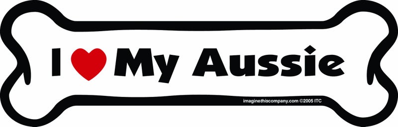 Imagine This Bone Car Magnet, I Love My Aussie, 2-Inch by 7-Inch