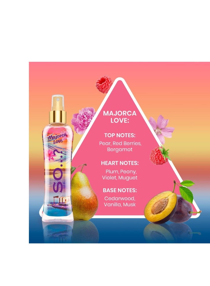 So..? مجموعة رذاذ الجسم النسائي من So...? هروب الصيف | 200 مل | عبوة من 3 | تشمل أحلام إيبيزا، ليالي ميكونوس وحب مايوركا | روائح فواكه، زهور ومنعشة | بخاخات عطرية تدوم طويلاً - Image 4