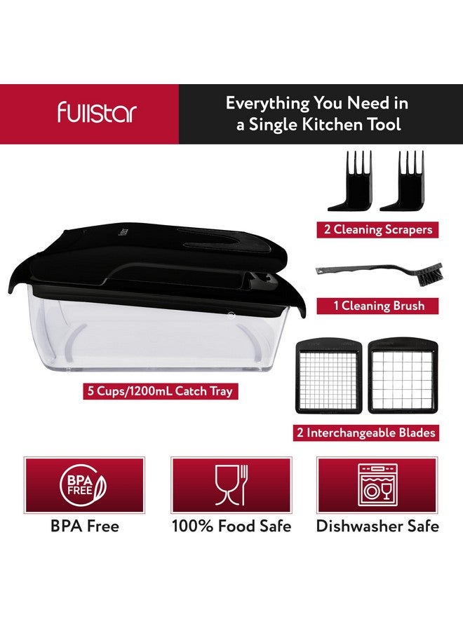 فل ستار مفرمة خضراوات وقطاعة حلزونية من فولستار - مفرمة طعام مع حاوية، قطاعة فواكه، أدوات مطبخ وملحقاتها، أساسيات منزلية (2 في 1، أسود) - Image 4