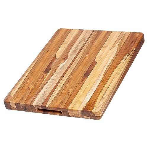 Teakhaus Cutting Board - Large (L) Wood Cutting Board with Grip Handles - Reversible Teak Edge Grain Wood - Knife Friendly - FSC Certified - Image 1