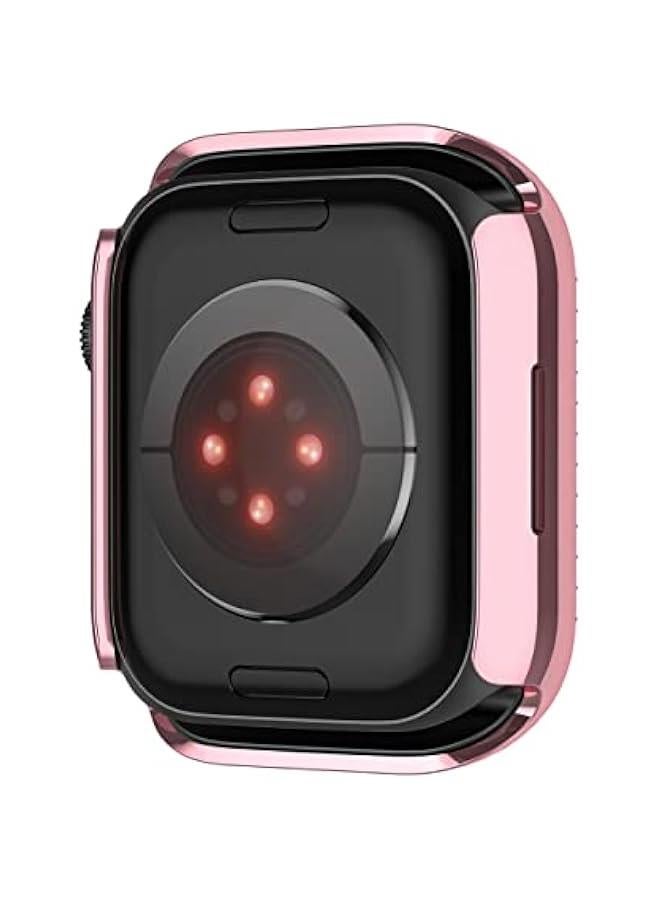 Compatible for Apple Watch Case Built in Tempered Glass Screen Protector 41mm Series 9 8 7 Crystal Diamond Rhinestone Bumper Bling Cases iWatch Protective Cover for Women Girls, Pink - Image 3