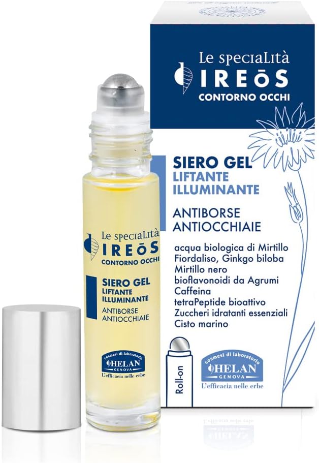 Helan IREOS Lifting Brightening Eye Bags Remover for Skincare with Cool Steel RollOn Eye Roller for Dark Circles and Puffines Caffeine Eye Serum with FastAbsorbing Texture Made in Italy 10ml