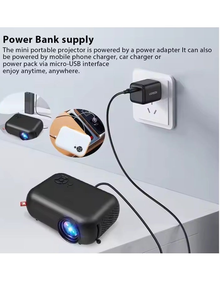 Generic New M420H Mini Portable Home Projector 4K HD Support 1080P Smart Mini Projector Black  - Image 3