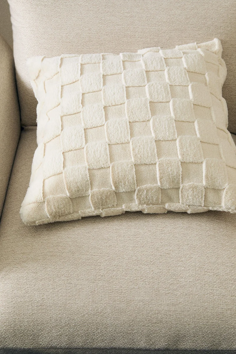 H&M Fluffy checked cushion cover