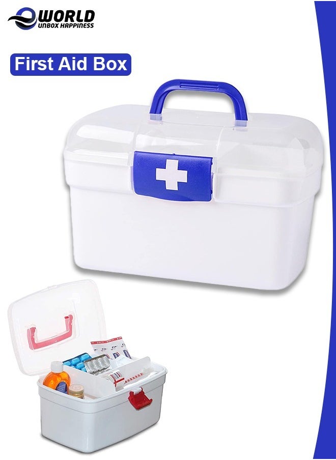 Eworld Assorted Color First Aid Kit Box, Multifunctional Medicine Storage Organizer with Handle and Lockable Lid, Durable Plastic Emergency Cabinet for Home, Camping, Travel and Car  - Image 1