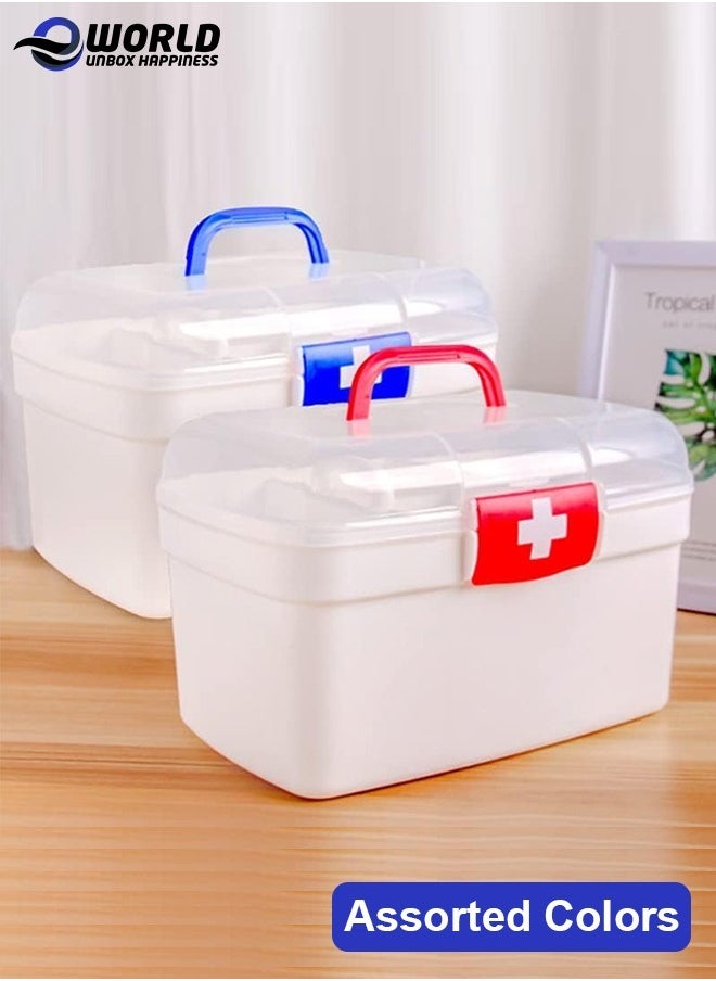 Eworld Assorted Color First Aid Kit Box, Multifunctional Medicine Storage Organizer with Handle and Lockable Lid, Durable Plastic Emergency Cabinet for Home, Camping, Travel and Car  - Image 2