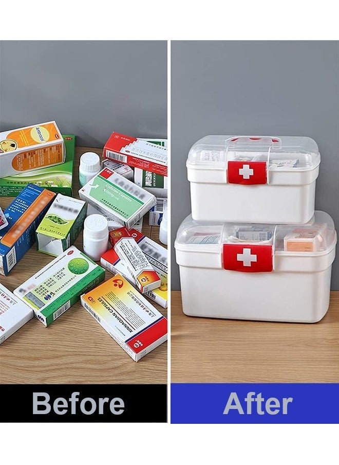 Eworld Assorted Color First Aid Kit Box, Multifunctional Medicine Storage Organizer with Handle and Lockable Lid, Durable Plastic Emergency Cabinet for Home, Camping, Travel and Car  - Image 4