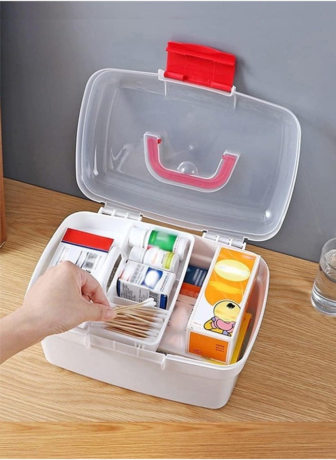 Eworld Assorted Color First Aid Kit Box, Multifunctional Medicine Storage Organizer with Handle and Lockable Lid, Durable Plastic Emergency Cabinet for Home, Camping, Travel and Car  - Image 5