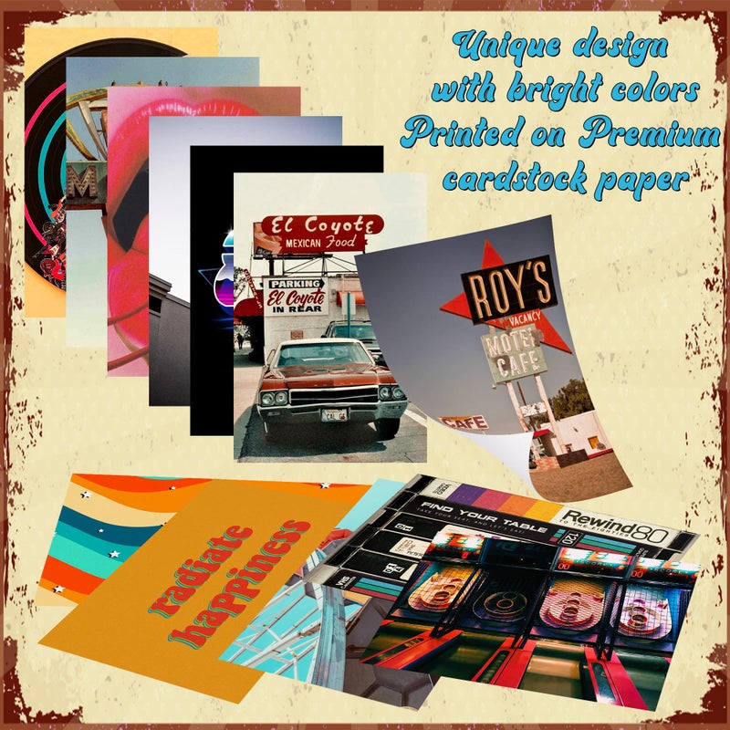 K1tpde 48PCS Wall Art Collage Prints Picture Aesthetic with Fake Vines, Retro Records Picture, Room Decor for Girls, Bedroom, Teens, Colorful Collage Kit - Image 3