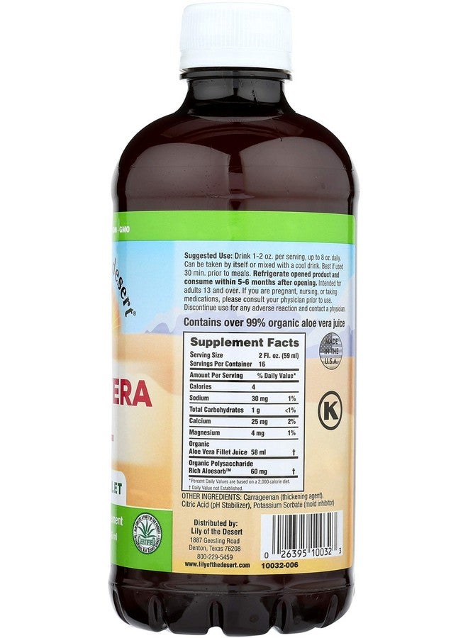 Lily Of the Desert Lily Of The Desert Aloe Vera Gel - Inner Fillet Thicker Consistency Aloe Vera Drink with Natural Vitamins, Digestive Enzymes for Gut Health, Stomach Relief, Wellness, Glowing Skin, 32 Oz (Pack of 2)  - Image 2