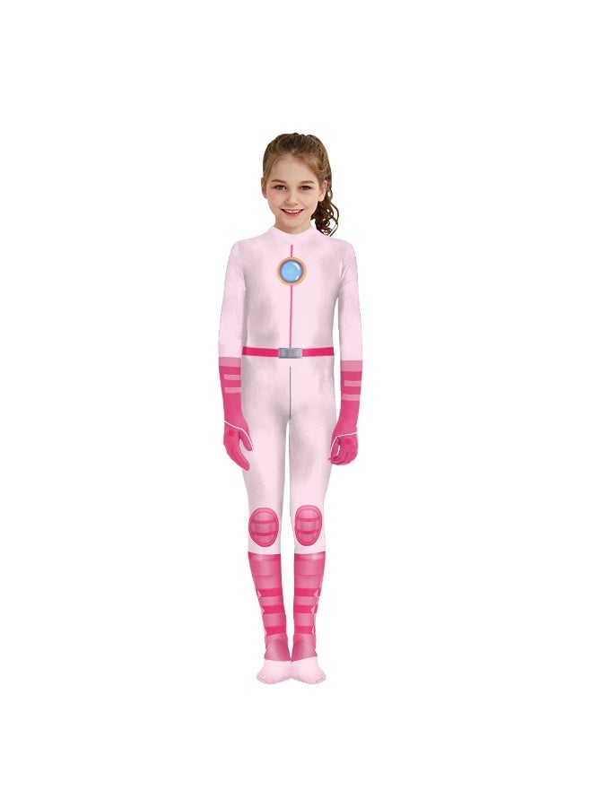 Kids Princess Peach Cosplay Jumpsuit Rosalina Bodysuit Costume Daisy Catsuit Halloween Party Girls Zentai Suit - Image 1