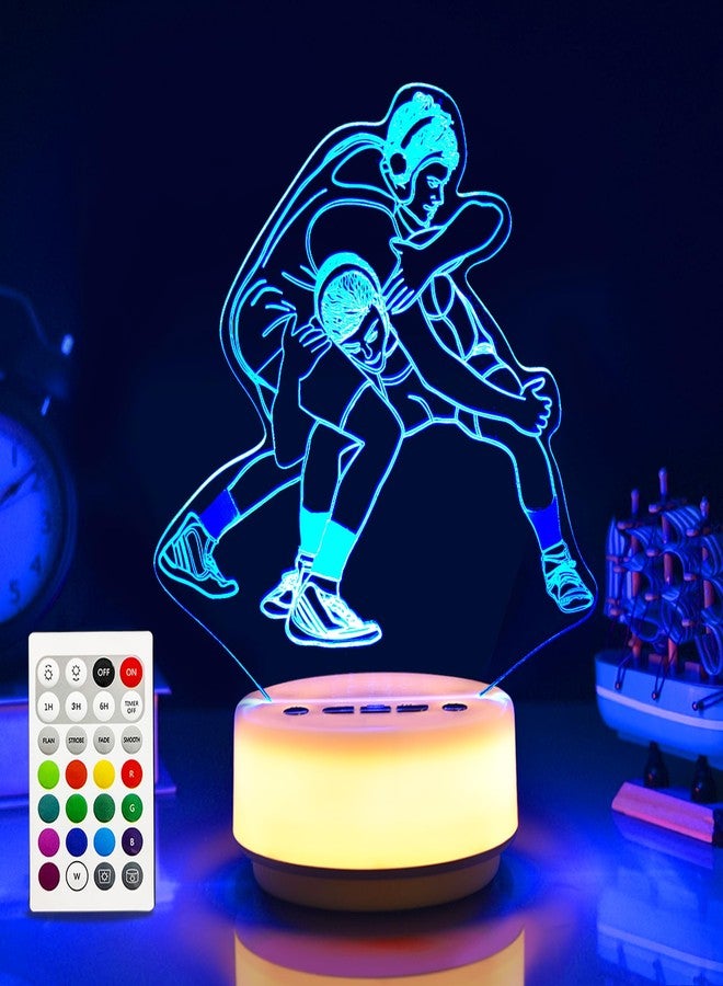 MTDYHY Wrestling Night Light Sport Lights for Wrestler Combat Decor with 14 RGB Colors Remote Control Timer Dimmer, Sport Gifts for Wrestling Fan Boys and Man - Image 1