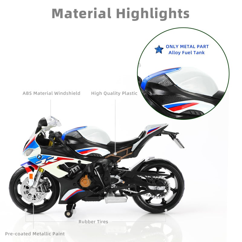 Risopen for BMW S1000RR 1:12 Motorcycle Model Toy Metal Die-cast with Plastic Motorcycle Model Moto Gift for Adult - Image 3