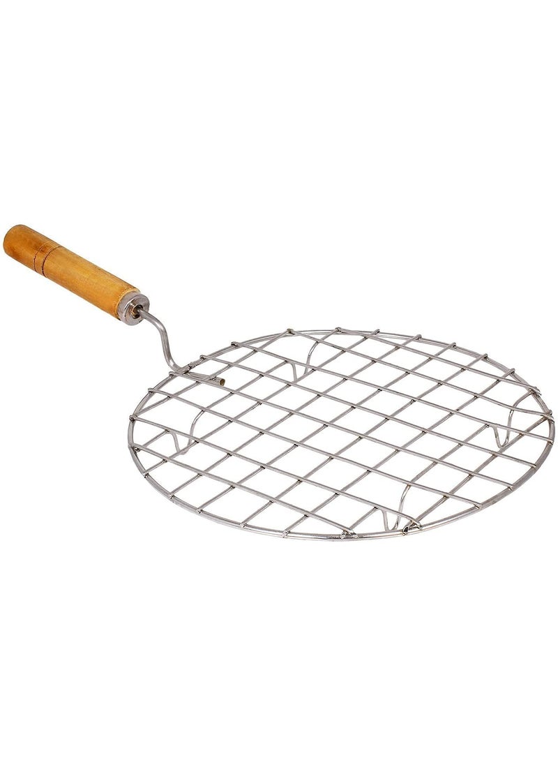 Vaishnavi Creations Stainless Steel Round Wire Roaster Wooden Handle Roasting Net Roti Jali Roti Grill Papad Grill Chapati Grill Papad Jali  - Image 1