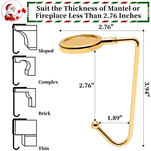 365park Christmas Mantle Stocking Holders Set of 6 - Upgrade Non-Slip Fireplace Hangers, Lightweight Metal Hooks for Christmas Party Decoration (Gold) - Image 3