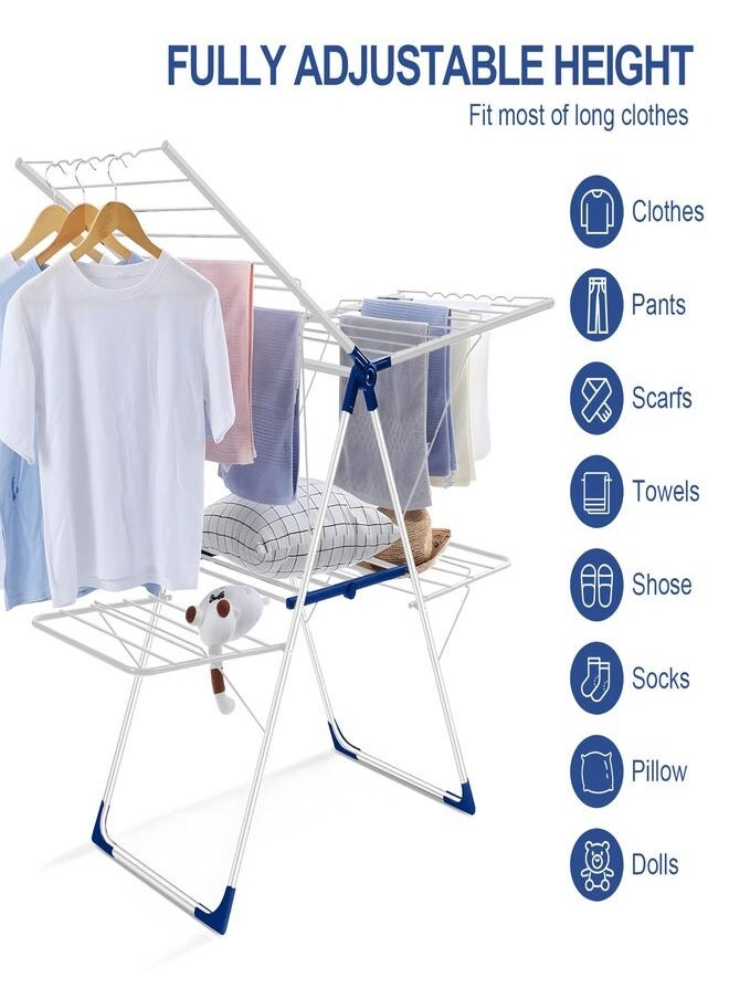 Generic Clothes Drying Stand, Multifunctional Clothes Dryer for Indoor and Outdoor, Stainless Steel Folding Cloth Dryer With Side Wings, Space Saving & Ideal For Homes Weatherproof & Lightweight  - Image 2