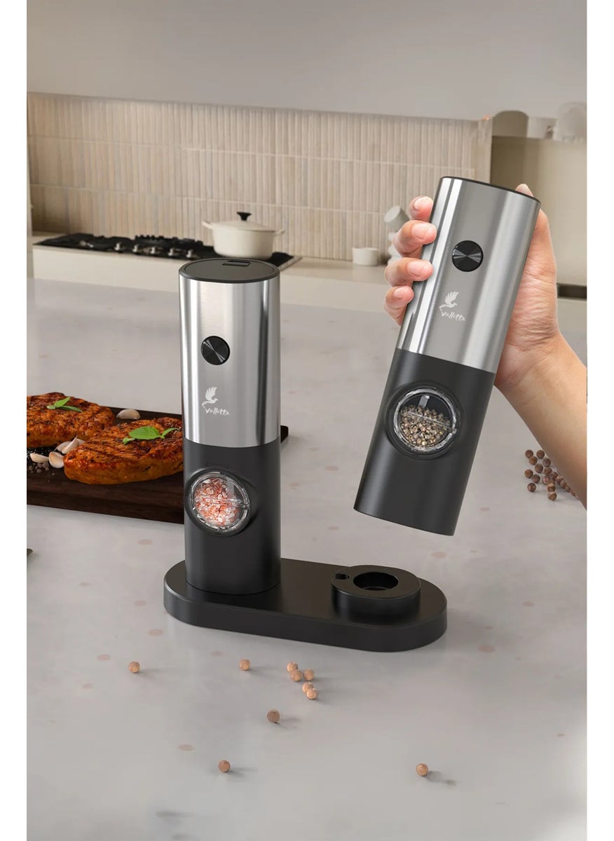 Valletta - VLT1566 OLINDA 2-PIECE STAND AND BATTERY-OPERATED AUTOMATIC SPICE DISPENSER - Image 1