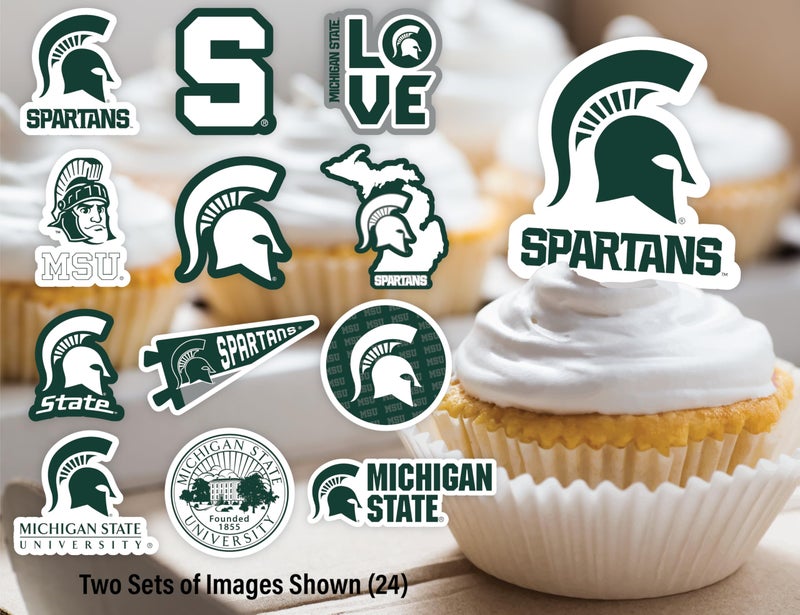 PartyKandy Michigan State Spartans Cupcake Toppers (24 Pcs) Michigan State University Party Supplies for Football  Birthday Gift  Graduation Party Decorations (Michigan State Spartans) - Image 5