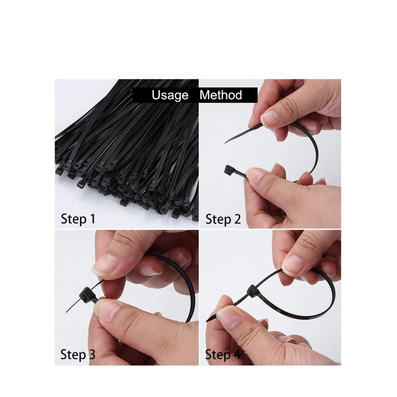 SOLARAE Cable Zip Ties, Black Standard Self-Locking Nylon Cable straps Plastic Wire Wrap Heavy Duty Ties, Multi Purpose Industrial Grade Cable Wire Ties - Image 4