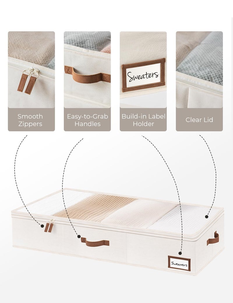 StorageWorks Extra Large Under Bed Storage Containers with Handles and Label Holder, 2 Pack Ultra-thick Fabric Underbed Bins, Closet Organizer for Clothes, Blankets, Sweater - Image 2