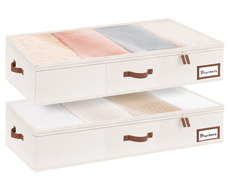 StorageWorks Extra Large Under Bed Storage Containers with Handles and Label Holder, 2 Pack Ultra-thick Fabric Underbed Bins, Closet Organizer for Clothes, Blankets, Sweater - Image 1