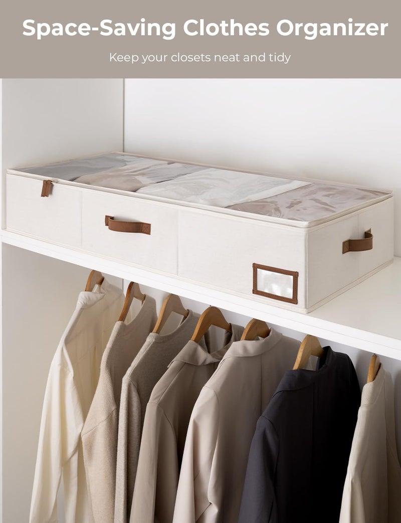 StorageWorks Extra Large Under Bed Storage Containers with Handles and Label Holder, 2 Pack Ultra-thick Fabric Underbed Bins, Closet Organizer for Clothes, Blankets, Sweater - Image 5