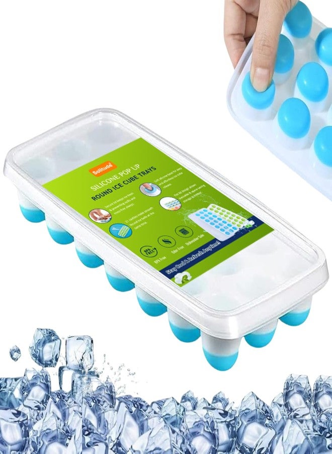 Solitude Silicone Round Pop Up Ice Cube Mold Trays with 21 Cavities and Lid for Freezer with Easy Release Flexible Silicone Bottom, Stackable Whiskey Bar Ice Cube Moulds (Multicolor, 1 Piece) - Image 1