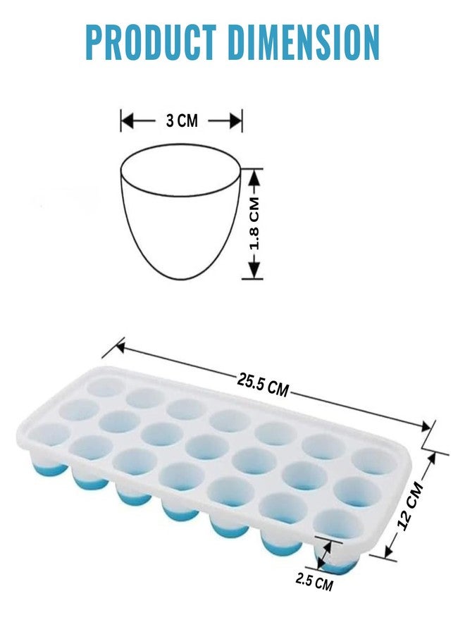 Solitude Silicone Round Pop Up Ice Cube Mold Trays with 21 Cavities and Lid for Freezer with Easy Release Flexible Silicone Bottom, Stackable Whiskey Bar Ice Cube Moulds (Multicolor, 1 Piece) - Image 2