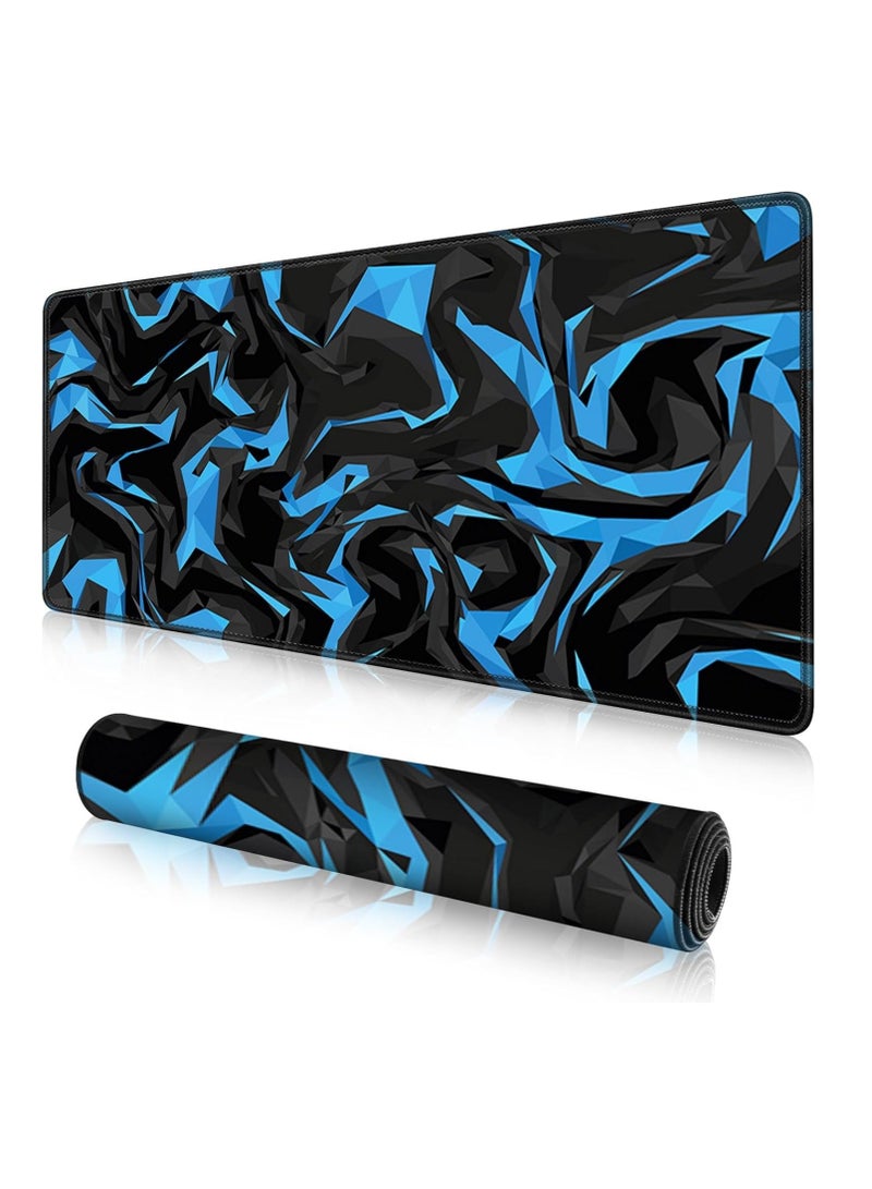 DUNISO Large Mouse Pad Mouse Pad 800x300mm Blue Shards Mouse Pad Office Desk Mat Desk Pad, Non Slip Rubber Base, Keyboard MousePad For Computers/Laptop - Image 3