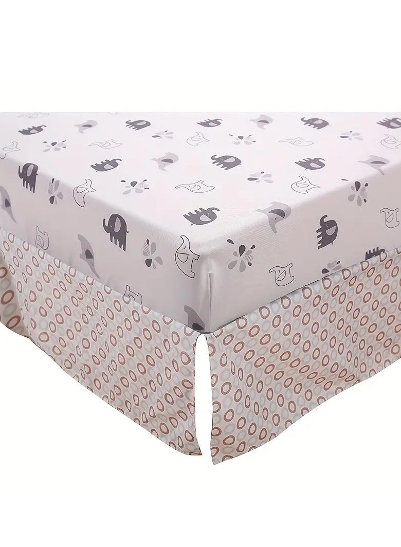 Gonice 3pcs 100% Cotton Nursery Set, Crib Bedding Set For Boys With Gray Playful Elephant Pattern, Ultra Cozy, Breathable And Skin-friendly - Image 5