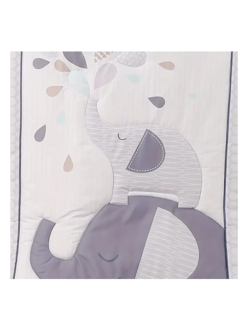 Gonice 3pcs 100% Cotton Nursery Set, Crib Bedding Set For Boys With Gray Playful Elephant Pattern, Ultra Cozy, Breathable And Skin-friendly - Image 4