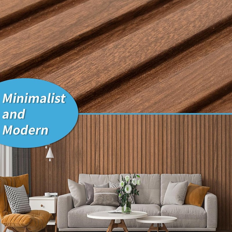 Art3d 8 Pack 96 x 6 WPC Slat Wall Panels 3D Soundproof Fluted Panel for Interior Wall Decor TV Background Bedroom Living Room  Warm Teak - Image 2
