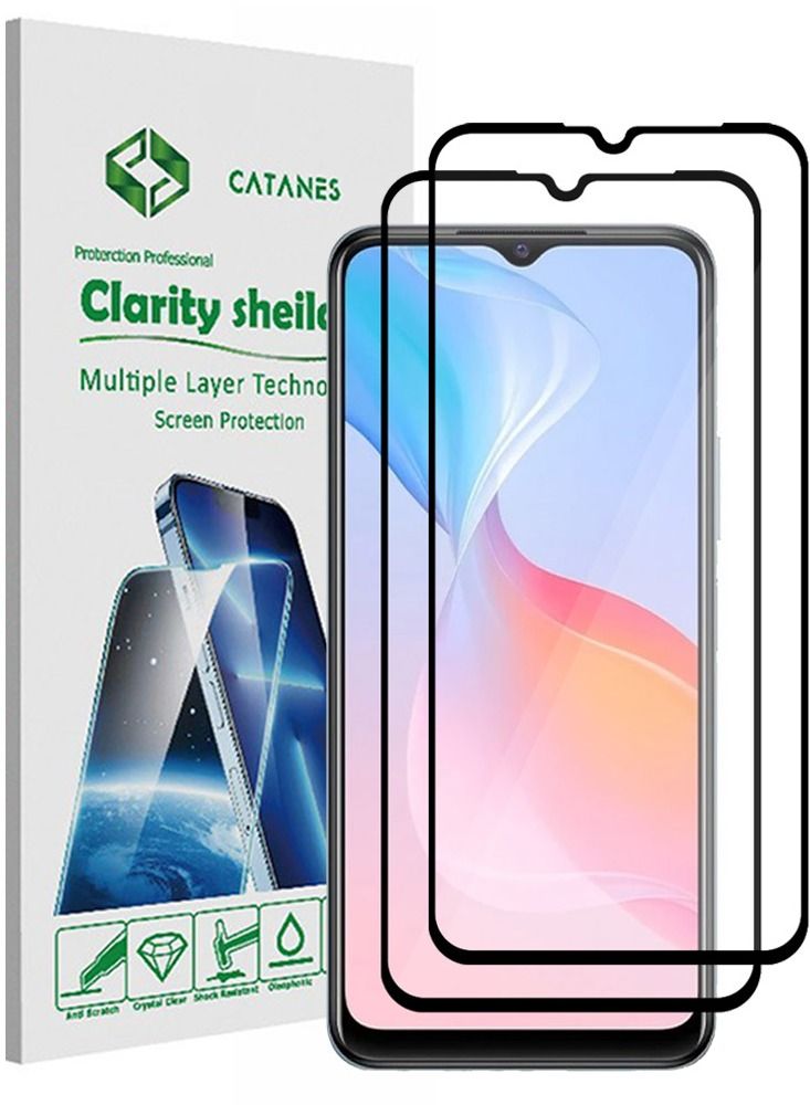 CATANES 2 Pack For Vivo Y21 Screen Protector Tempered Glass Full Glue Back - Image 1