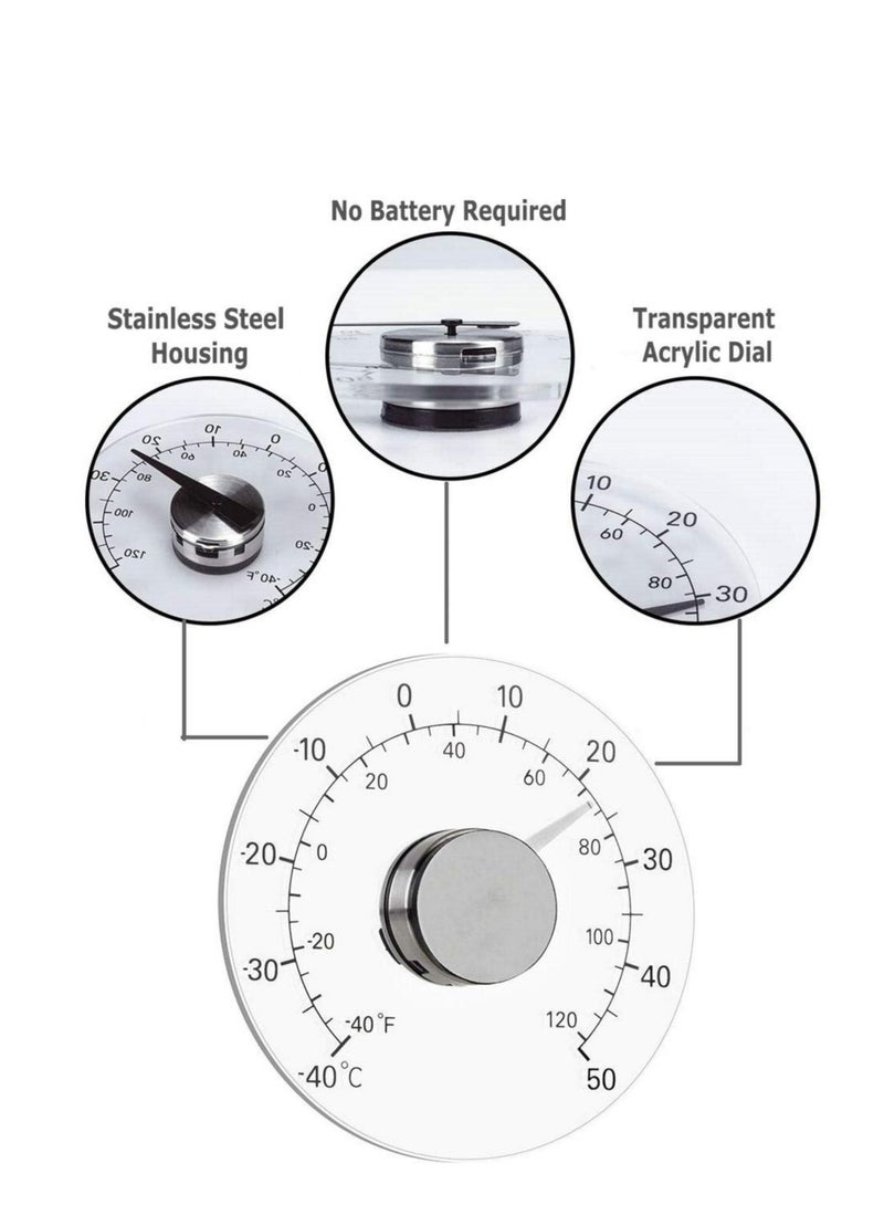 SYOSI Window Thermometer No Battery Required Transparent Dial Weather Thermometer Accurate Readings for Home Office Patio Pool Outdoor and Indoor Temperatures - Image 4
