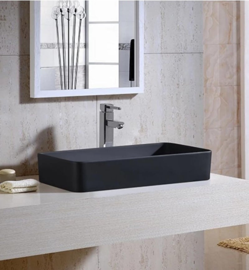 Well Set Premium Designer Ceramic Table Top Black Plan Wash Basin Size24135 45inch - Image 2