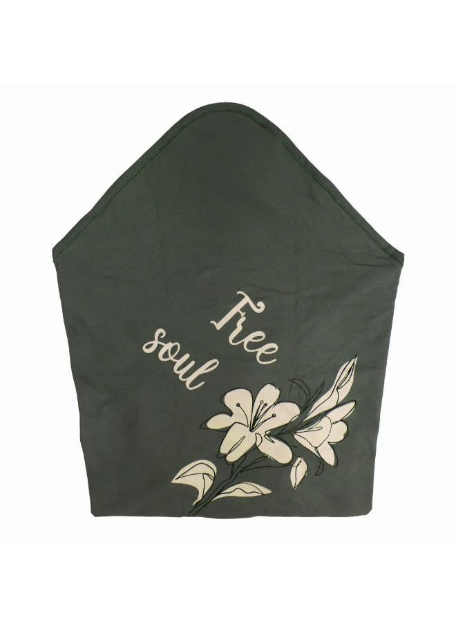 Junior Cotton Baby Blanket – Green with "Free Soul" Design - Image 2