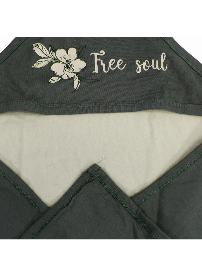 Junior Cotton Baby Blanket – Green with "Free Soul" Design - Image 3