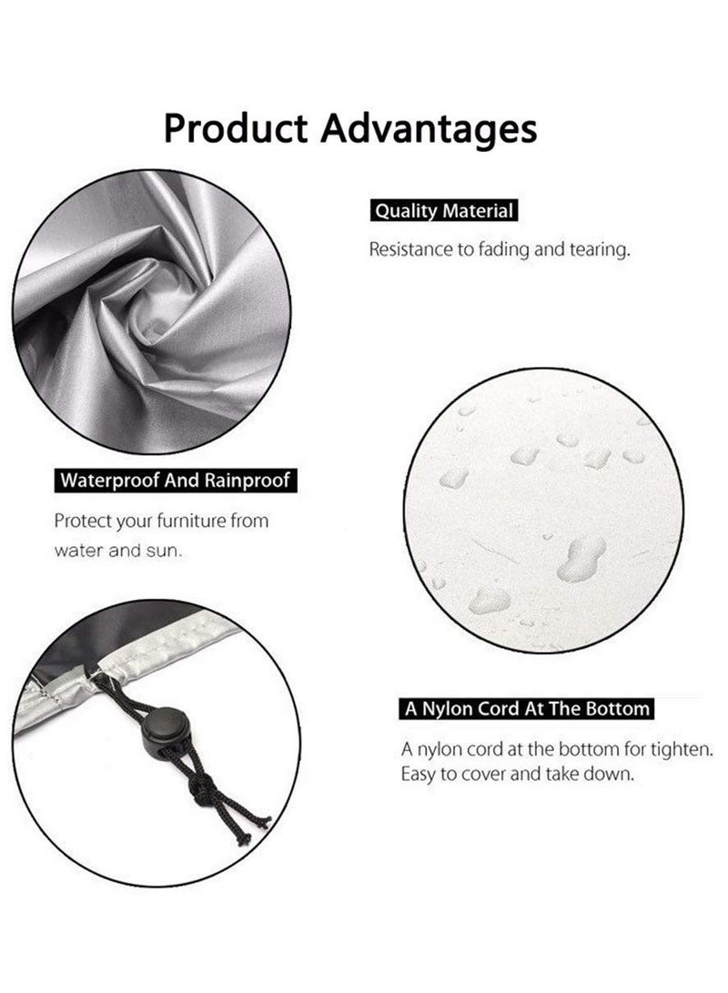 أغطية أثاث الحدائق المربعة المضادة للماء مع رباط قابل للسحب، مقاومة للرياح والغبار والثلوج، مع حماية من الأشعة فوق البنفسجية، لأثاث الفناء الخارجي والطاولات والكراسي، غطاء واقٍ لأثاث الفناء مقاس 120x120x74 سم - Image 3