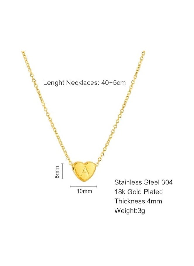 Fayrouz Jewellery 8K Gold Plated A-Z 26 Initial Letter Heart Pendant Necklace Stainless Steel Initial Alphabet Letter Pendant Personalized Name Necklace for Women Girls  - Image 5