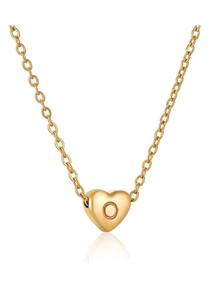 Fayrouz Jewellery 8K Gold Plated A-Z 26 Initial Letter Heart Pendant Necklace Stainless Steel Initial Alphabet Letter Pendant Personalized Name Necklace for Women Girls  - Image 1