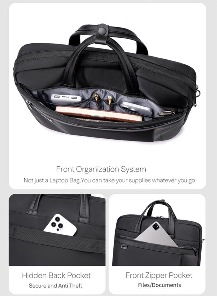 ARCTIC HUNTER Professional Business Laptop Bag, Durable School Office Briefcase with Laptop Compartment for Men, Black - Image 4